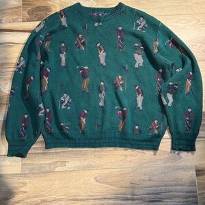 Vintage 80s/90s Isle of Cotton Golf Sweater – Made in USA – 100% Cotton – Preppy